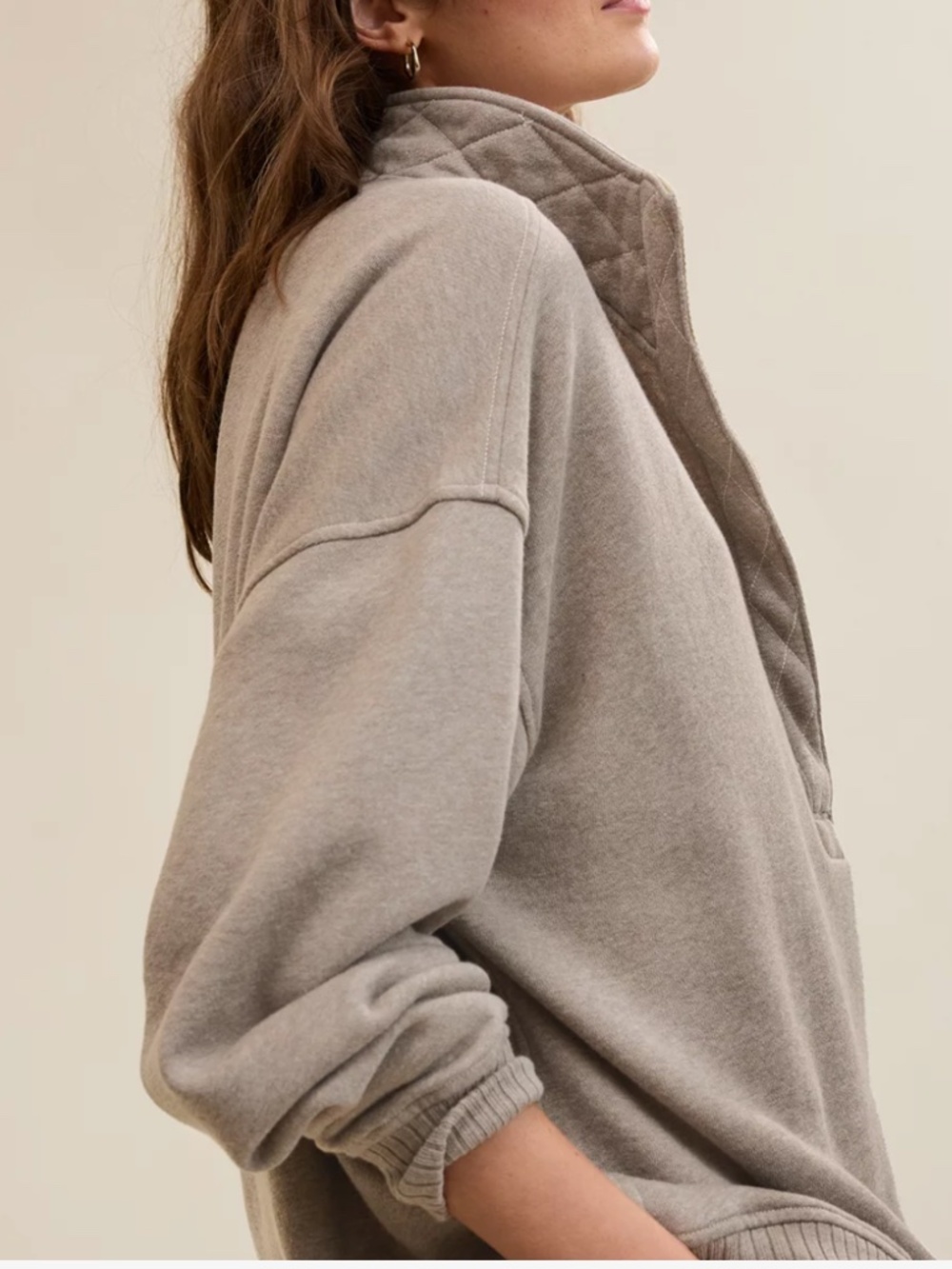 Aerie Oh Snap! Sweatshirt. Size M. Heather Taupe - Picture 2 of 7